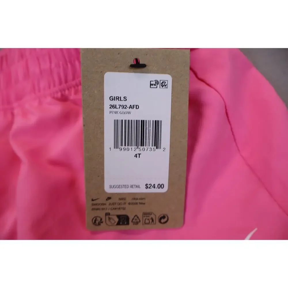 NEW Nike Girls Toddler Dri Fit Pink Glow Woven Athletic Shorts Size 4T